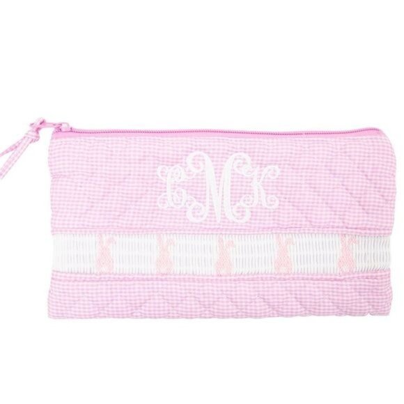 MSC Smocked Pink Bunny Duffle Bag suitcase quilted gingham Easter weekender baby - Picture 5 of 6